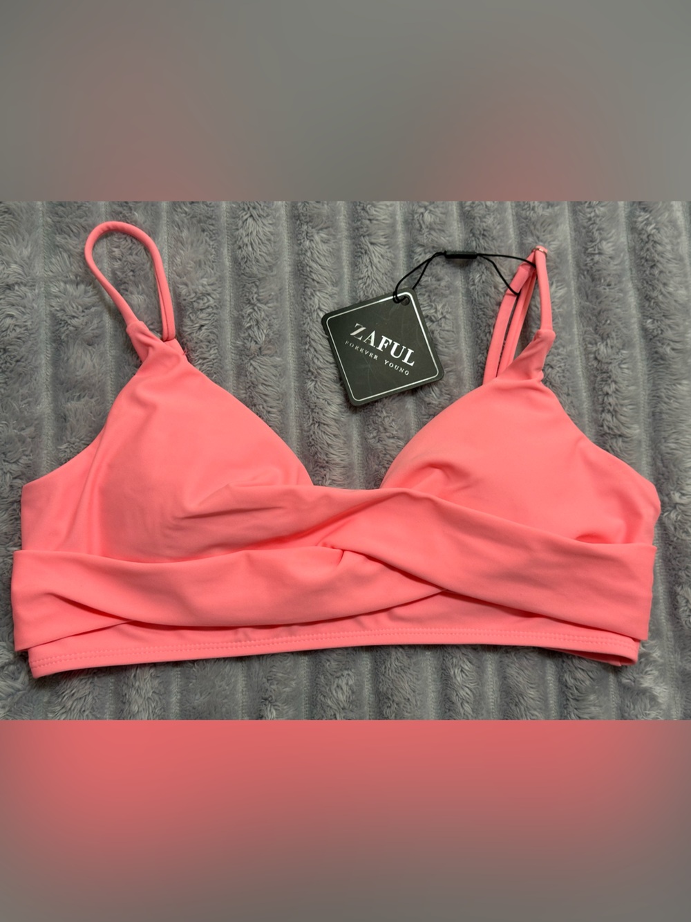 Zaful Coral Pink Triangle Bikini Top